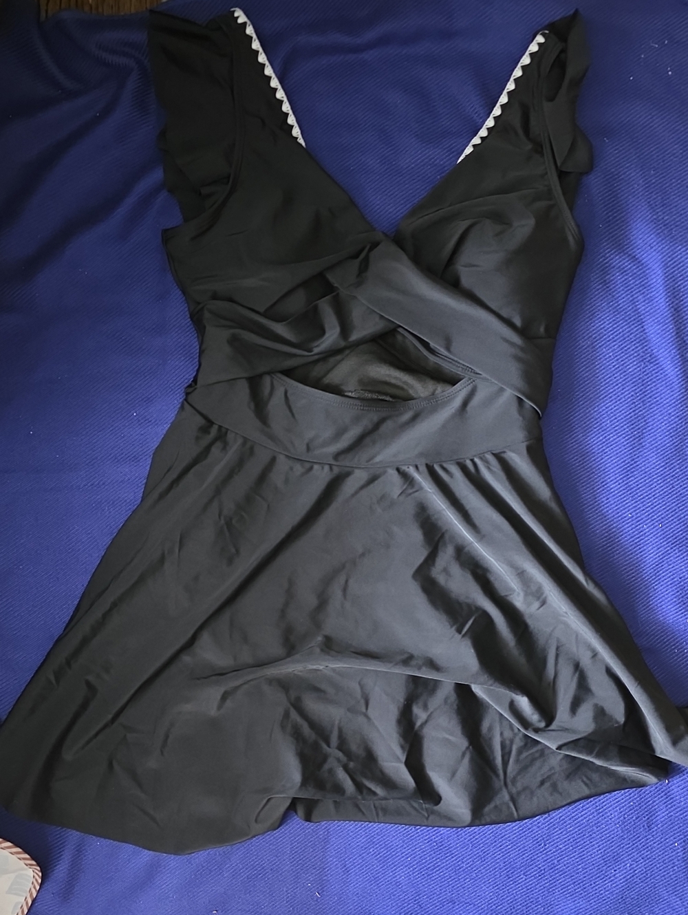 Black Women's V-Neck Flared SWIM Dress